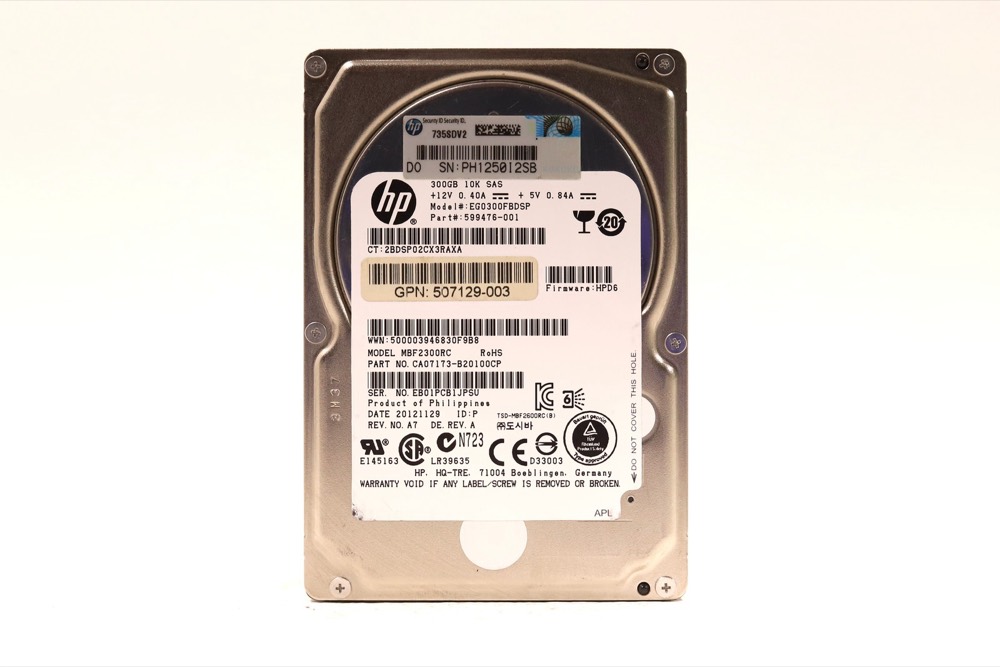 Жёсткий диск HP EG0300FBDSP 300GB 2.5" 6Gb/s 10K RPM SAS Hard Drive P/N: 507129-003 Tested — фото 1