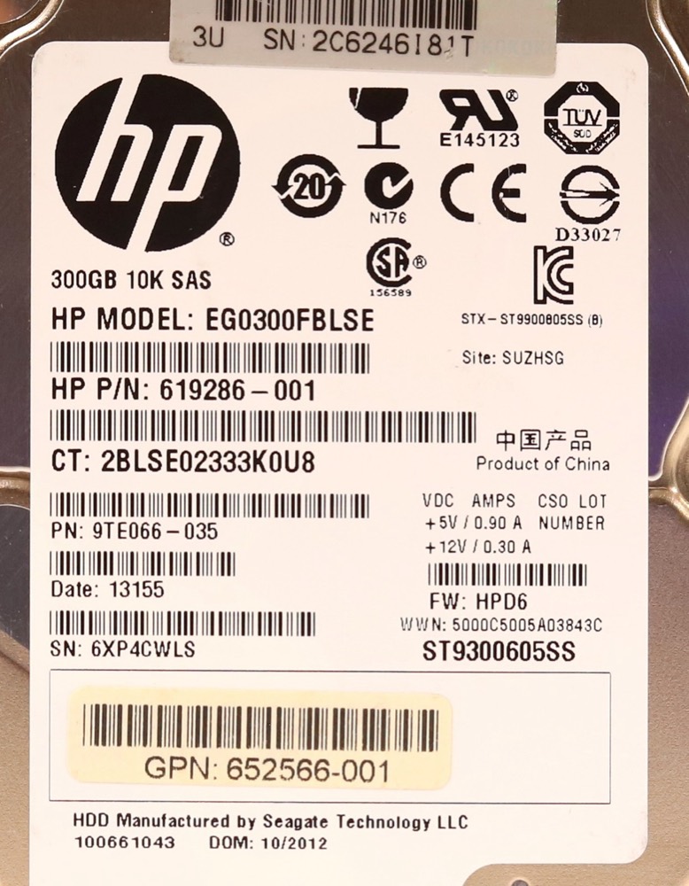 Жёсткий диск HP EG0300FBLSE 300GB 2.5" 6Gb/s 10K RPM SAS Hard Drive W/Caddy P/N: 652566-001 — фото 2