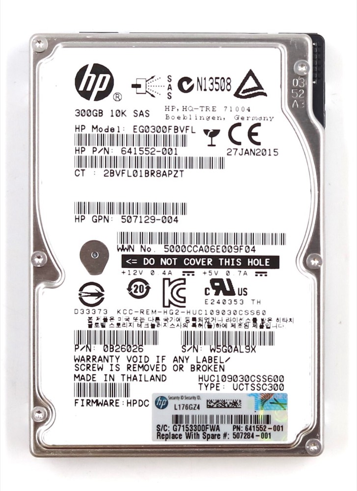 Жёсткий диск HP EG0300FBVFL 300GB 2.5" 6Gb/s 10K RPM SAS Hard Drive P/N: 641552-001 Tested — фото 1