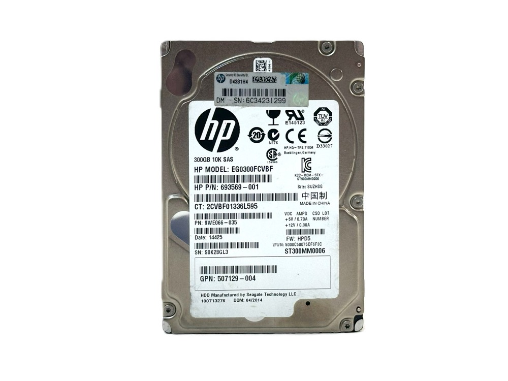 Сервер HP EG0300FCVBF 300GB 2.5" 6Gb/s 10K RPM SAS Server Drive P/N: 693569-001 Tested — фото 1