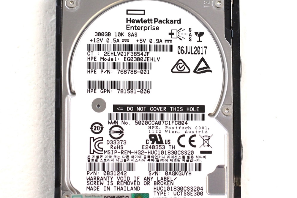 Компонент HPE EG0300JEHLV 300GB 2.5" 12Gb/s 10K RPM SAS Drive W/Caddy P/N: 768788-001 — фото 3