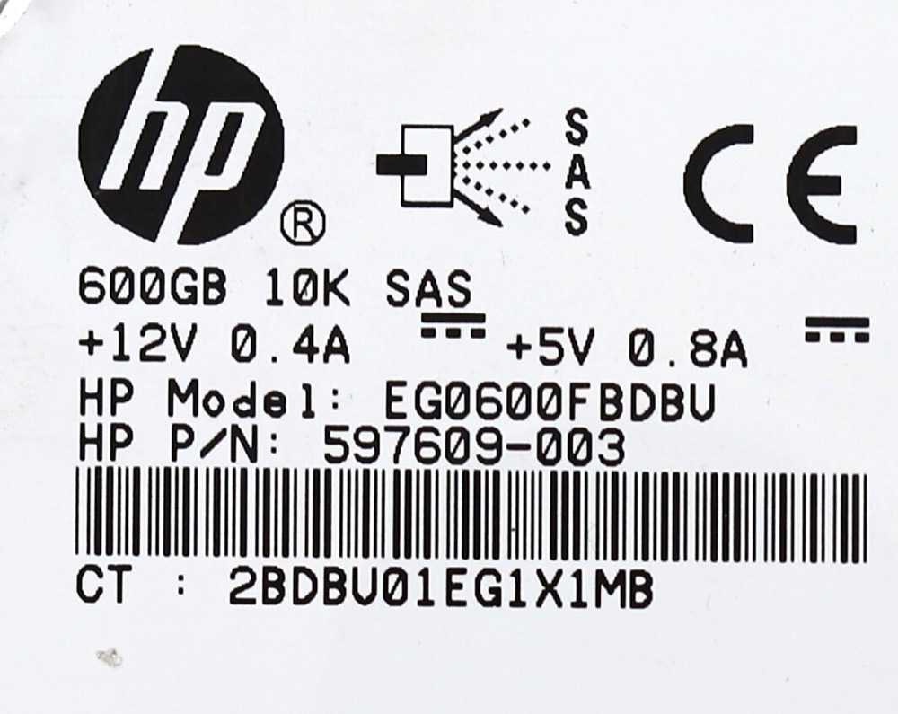Жёсткий диск HP EG0600FBDBU 600GB 2.5" 6Gb/s 10K RPM SAS Hard Drive P/N: 597609-003 Tested — фото 3