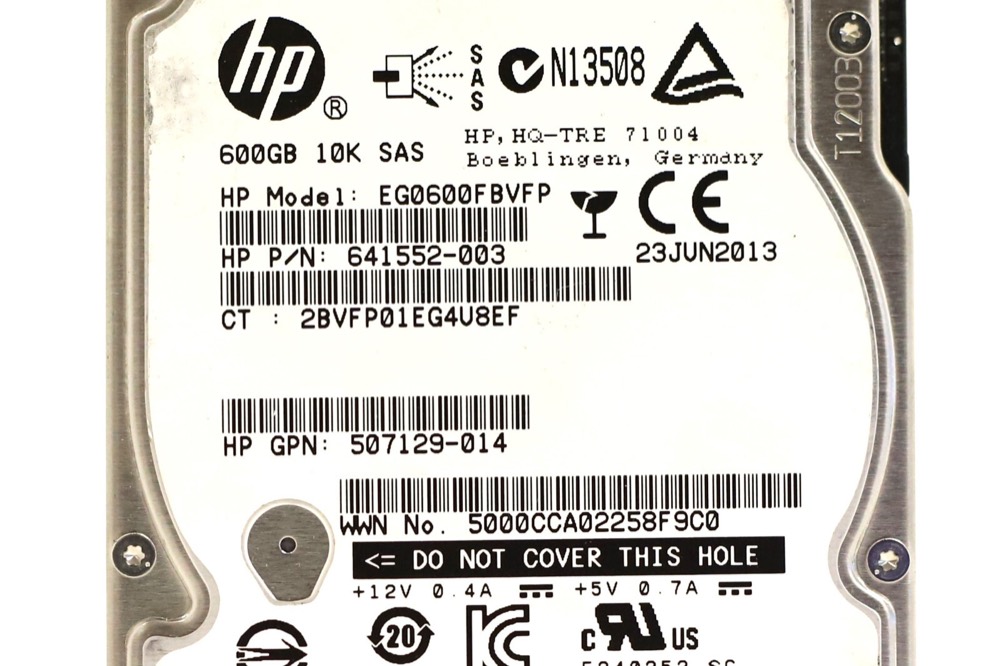 Сервер HP EG0600FBVFP 600GB 2.5" 6Gb/s 10K RPM SAS Server Drive P/N: 507129-014 Tested — фото 3