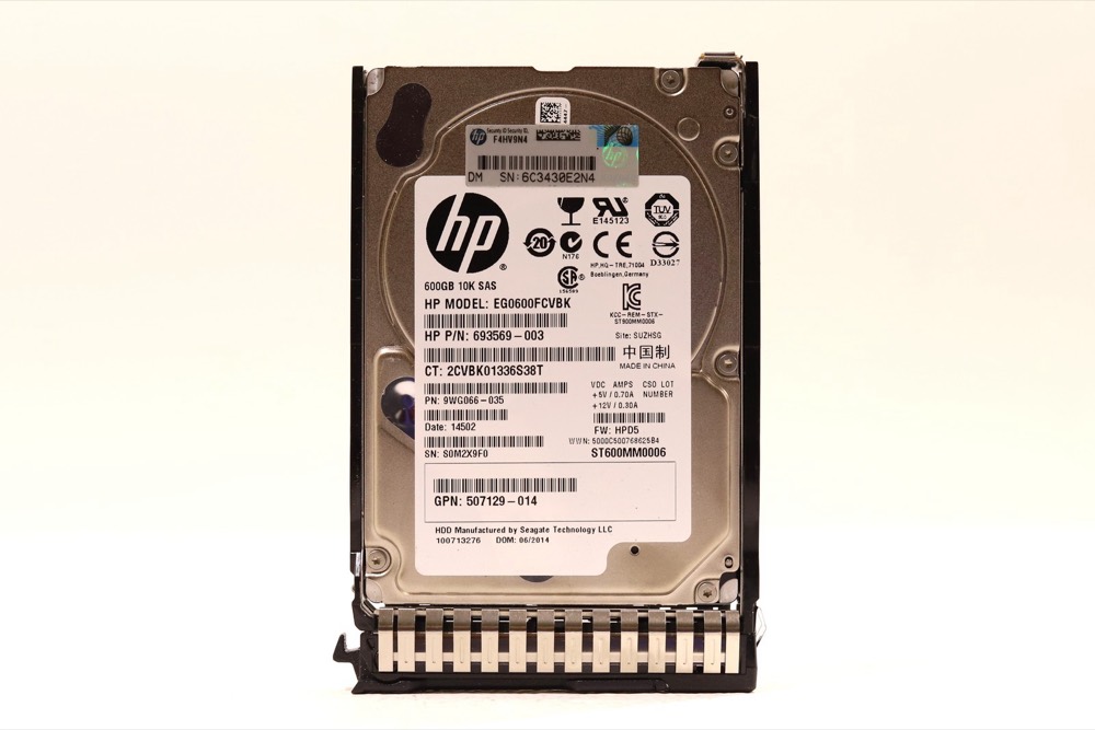 Жёсткий диск HP EG0600FCVBK 600GB 2.5" 6Gb/s 10K RPM SAS HDD W/Caddy P/N: 507129-014 Tested — фото 1