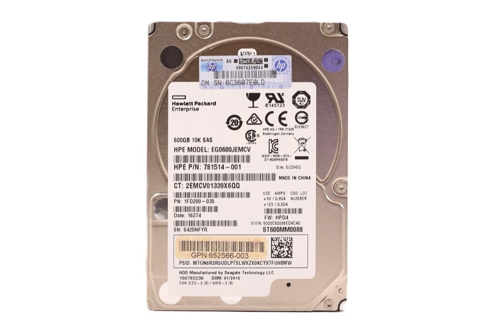 Жёсткий диск HP EG0600JEMCV 600GB 2.5" 6Gb/s 10K RPM SAS Hard Drive P/N: 652566-003 Tested — фото 1