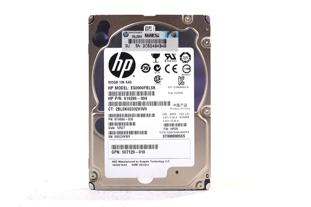 Жёсткий диск HP EG0900FBLSK 900GB 2.5" 6Gb/s 10K RPM SAS Hard Drive P/N: 507129-018 Tested — фото 1