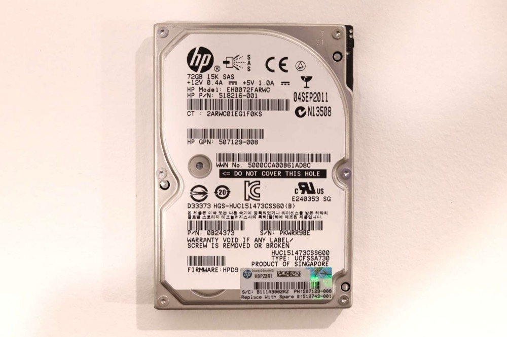 Жёсткий диск HP EH0072FARWC 72GB 2.5" 6Gb/s 15K RPM SAS Hard Drive P/N: 507129-008 Tested — фото 1