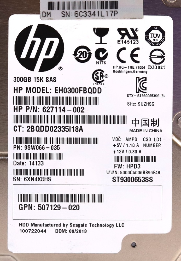 Жёсткий диск HP 300 ГБ SAS 6 Гбит/с 15K 2,5" (EH0300FBQDD, 507129-020) — фото 2