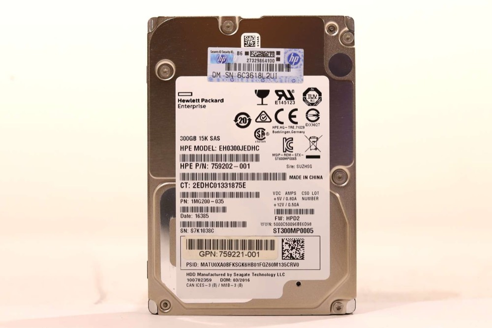 Жёсткий диск HPE EH0300JEDHC 300GB 2.5" 12Gb/s 15K RPM SAS Hard Drive P/N: 759202-001 Tested — фото 1