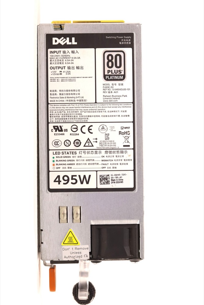 Блок питания Dell F495E-S0 495W 80-Plus Platinum Power Supply For PowerEdge Dell P/N: 03GHW3 — фото 1