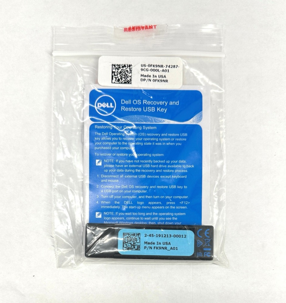 Компонент FK9NR 0FK9NR Dell W10 OS Recovery & Restore USB H64 Thumb Drive — фото 1