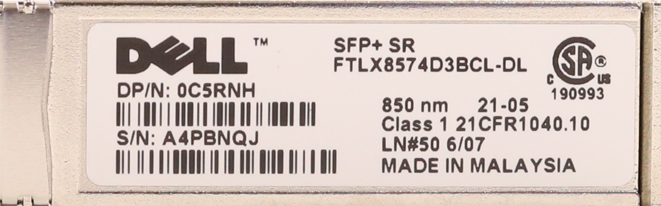 Трансивер Dell FTLX8574D3BCL-DL 10GbE SFP+ SR 850nm Transceiver Module Dell P/N: 0C5RNH — фото 2