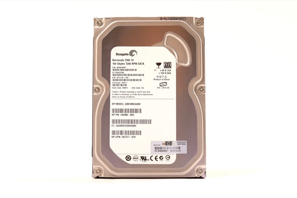 Жёсткий диск HP GB0160CAABV 160GB 3.5" 1.5Gb/s 7.2K RPM SATA Hard Drive P/N:440300-003 Tested — фото 1