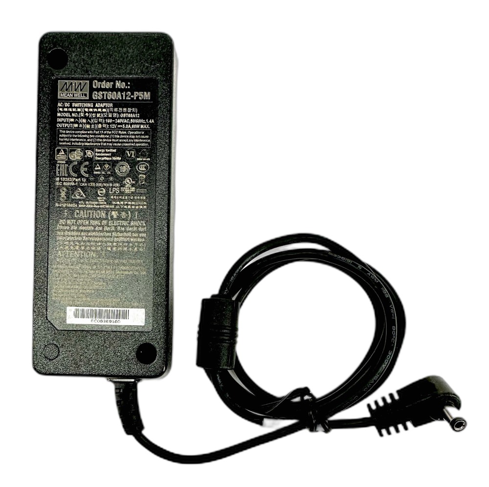 Блок питания GST60A12-P5M MEANWELL 60W 12V 5A AC/DC SWITCHING AC ADAPTER 90° Barrel Connector — фото 1