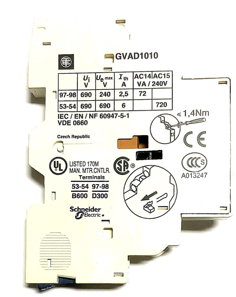 Компонент GVAD1010 Schneider Electric Auxiliary Contact Block w/ NO fault signal operation — фото 1