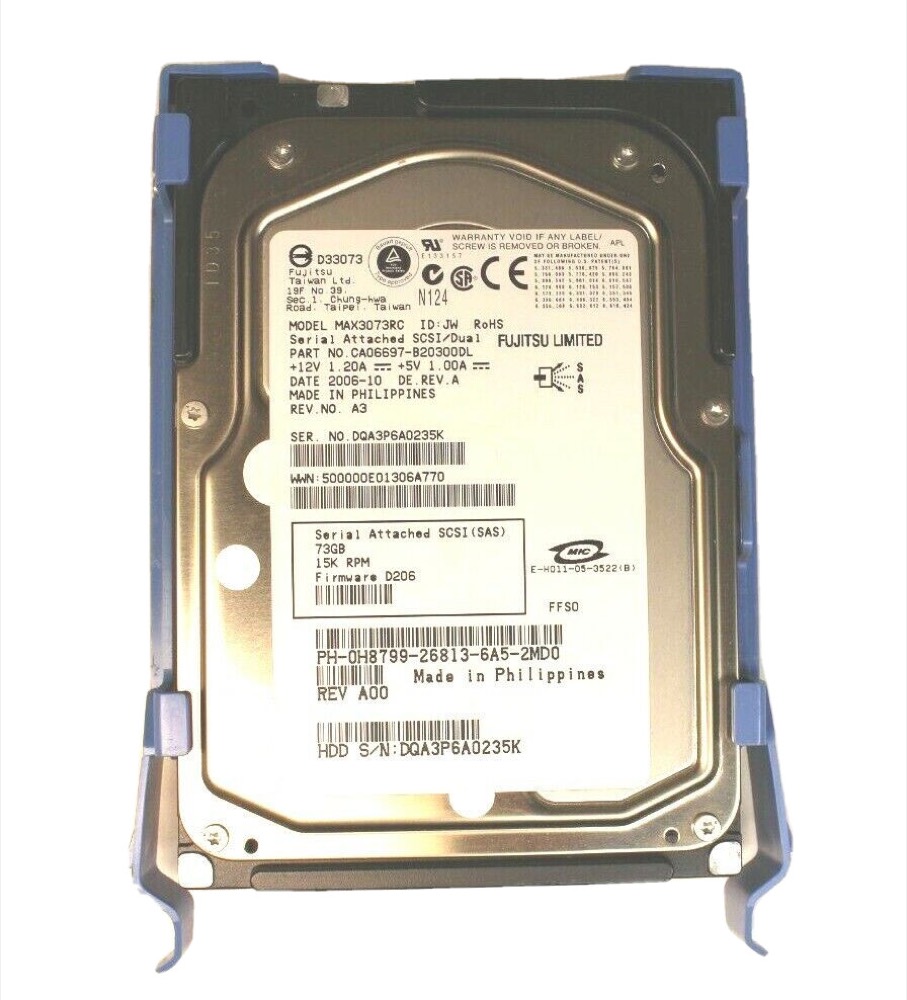 Жёсткий диск H8799 DELL FUJITSU 73GB 15K 3GBPS SAS 3.5'' hdd MAX3073RC, CA06697-B20300DL — фото 1