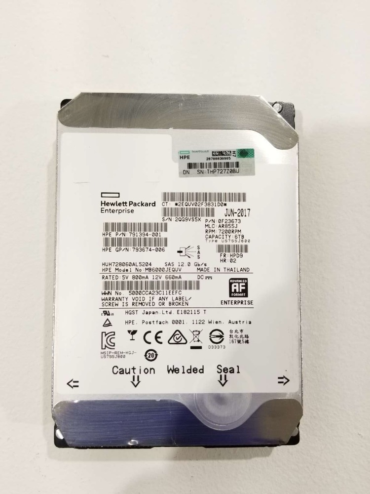 Жёсткий диск HPE HB6000JEDUV 6TB 3.5" 12Gb/s 7.2K RPM SAS Hard Drive P/N: 793674-006 Tested — фото 1