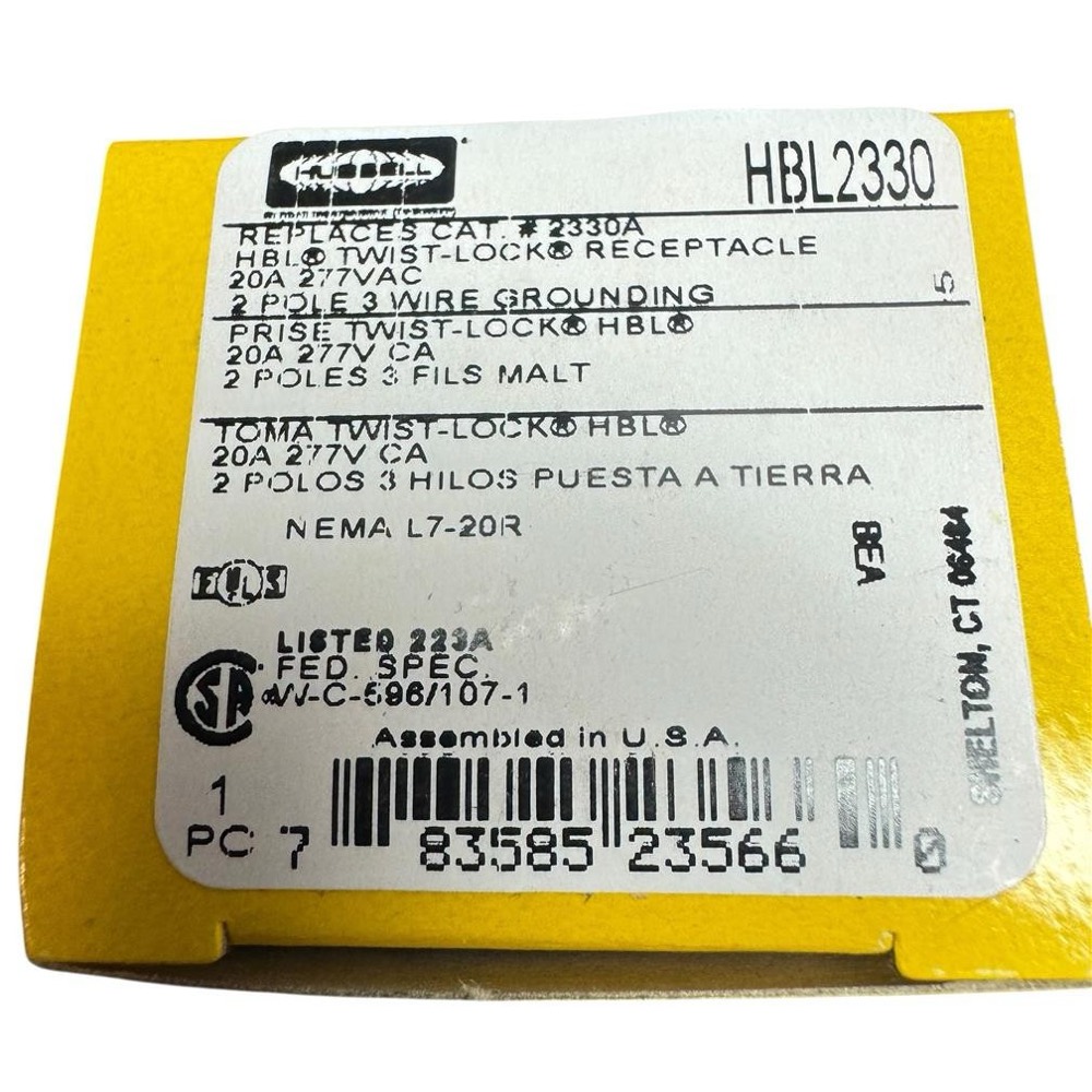 Компонент HBL2330 NEW Hubbell Twist Lock Receptacle 20 A 277 V 2 Pole 3 Wire — фото 1