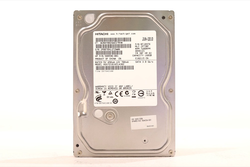 Жёсткий диск HP HDS721016CLA382 160GB 3.5" 3Gb/s 7.2K RPM SATA Hard Drive P/N: 588596-001 — фото 1