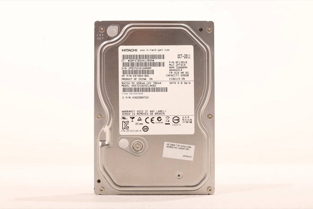 Жёсткий диск HP HDS721025CLA682 250GB 3.5" 6Gb/s 8MB 7.2K RPM SATA Hard Drive P/N: 647464-001 — фото 1
