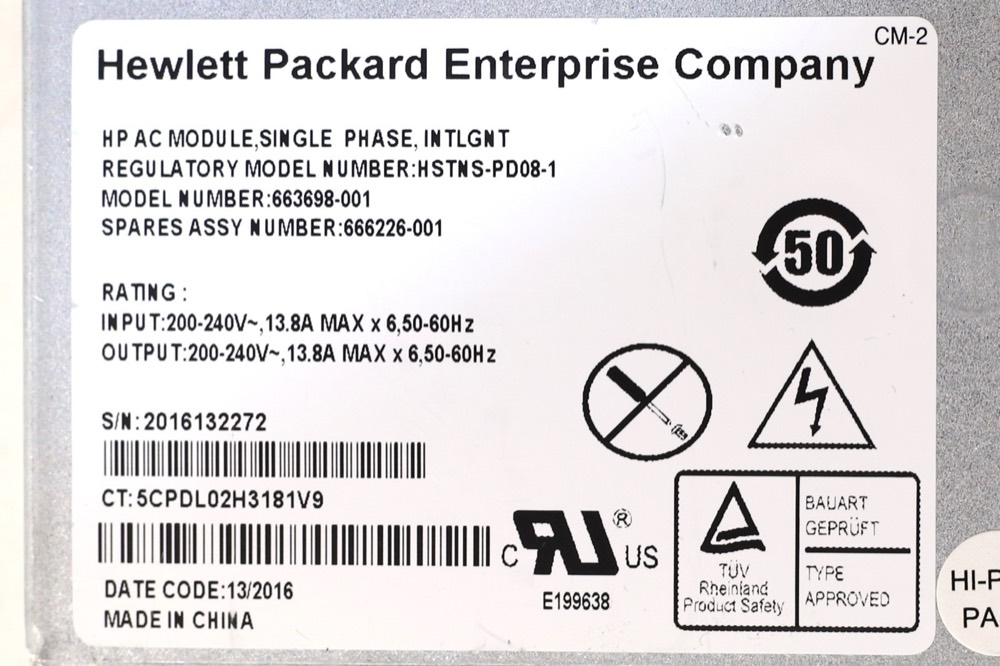 Блок питания HPE HSTNS-PD08-1 Single-Phase Intelligent Power Module For C7000 P/N: 666226-001 — фото 3