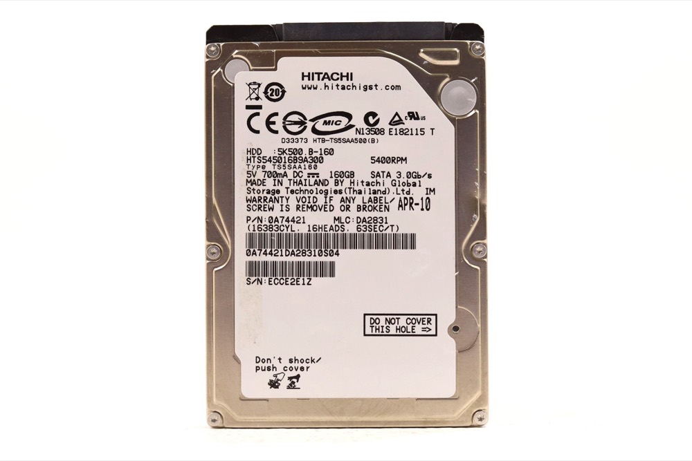 Жёсткий диск Hitachi 160 ГБ SATA 5,4K 2,5" (HTS545016B9A300, 0A74421) — фото 1