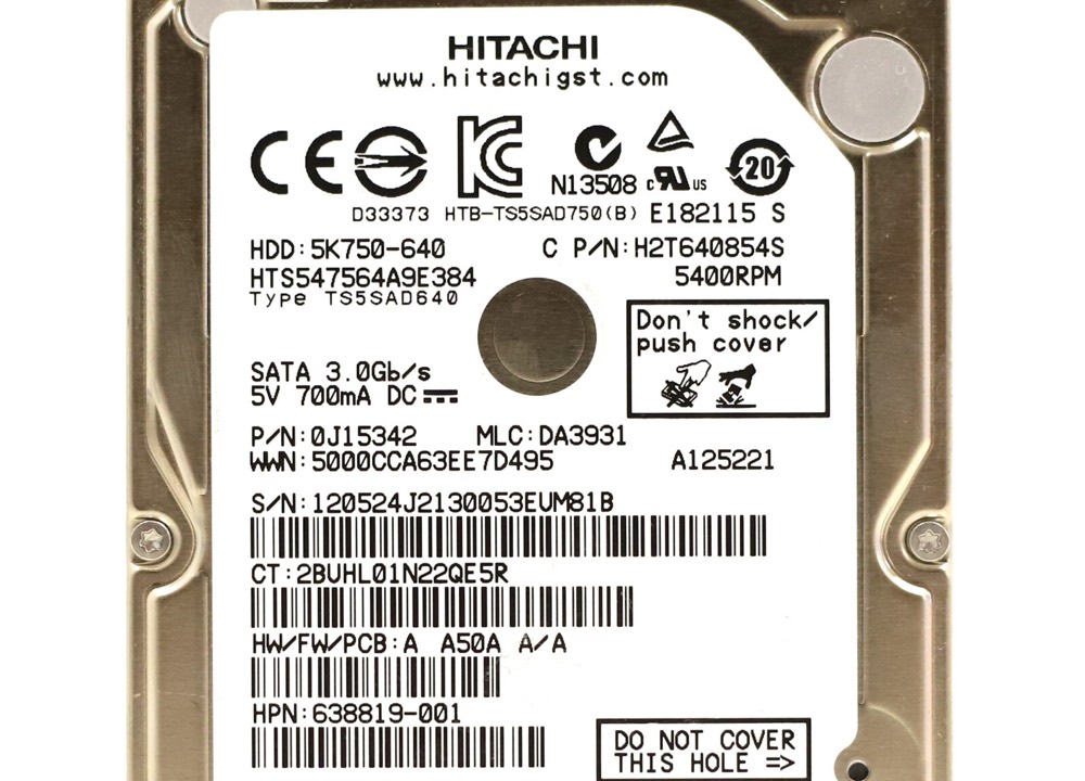 Компонент HP HTS547564A9E384 640GB 2.5" 3Gb/s 5.4K RPM Hard Disk P/N: 638819-001 Tested — фото 3