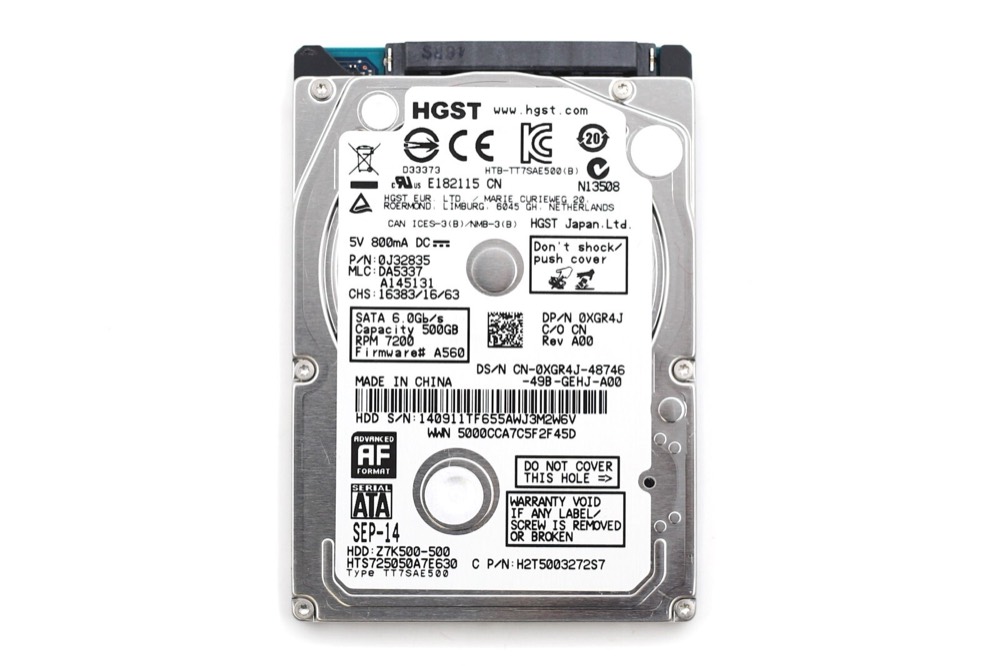 Жёсткий диск Dell HTS725050A7E630 500GB 2.5" 6Gb/s 7.2K SATA Hard Drive Dell P/N: 0XGR4J — фото 2