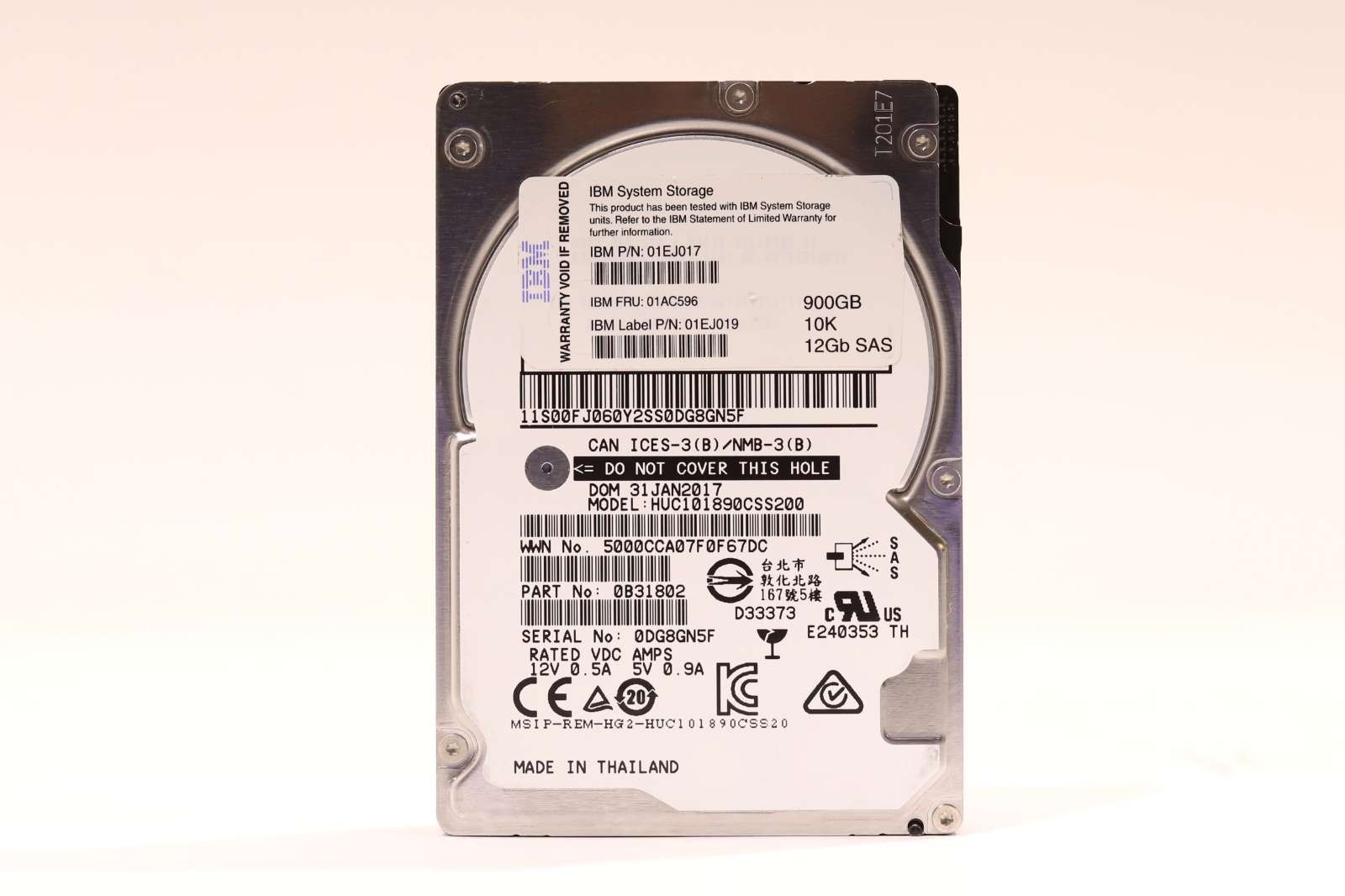 Жёсткий диск IBM HUC101890CSS200 900GB 2.5" 12Gb/s 10K RPM SAS Hard Drive P/N: 01EJ019 Tested — фото 1