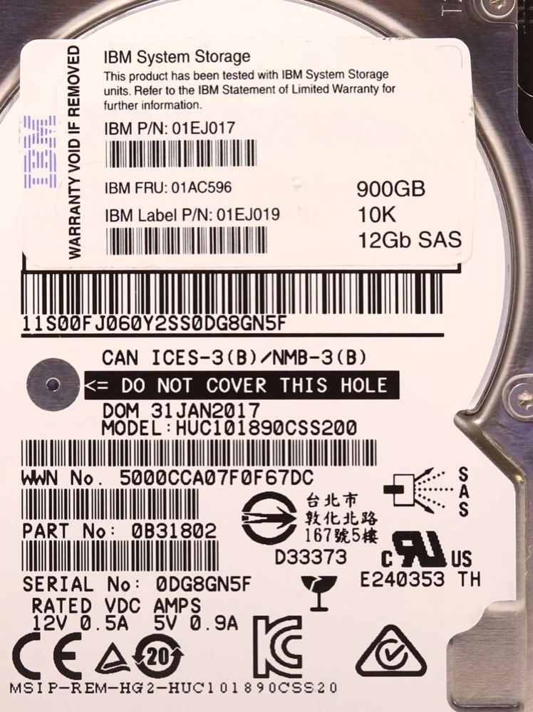 Жёсткий диск IBM HUC101890CSS200 900GB 2.5" 12Gb/s 10K RPM SAS Hard Drive P/N: 01EJ019 Tested — фото 2