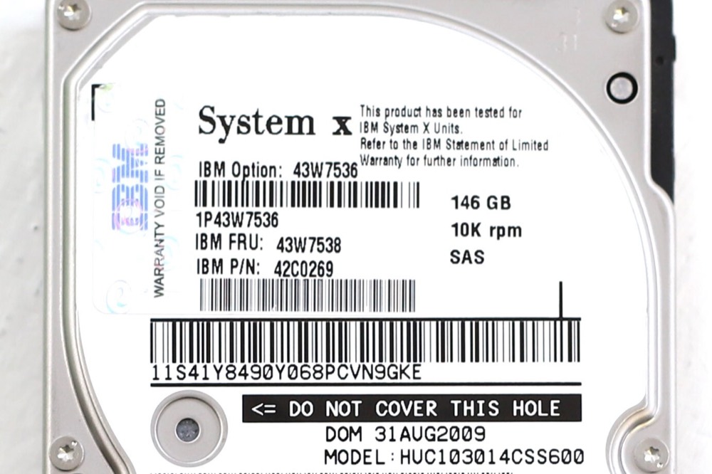 Компонент IBM HUC103014CSS600 146GB 2.5" 6GBb/s 10K RPM SAS Drive FRU P/N: 43W7538 Tested — фото 3