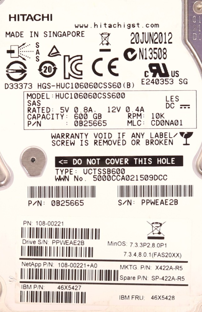 Жёсткий диск Hitachi HUC106060CSS600 600GB 2.5" 6Gb/s 64MB 10K RPM SAS HDD P/N:0B25665 Tested — фото 2