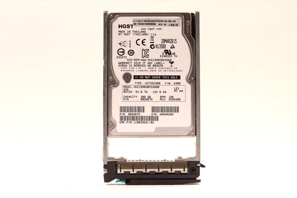 Жёсткий диск HGST HUC109030CSS60 300GB 2.5" 6Gb/s 10K RPM SAS HDD W/Caddy P/N: 0B26076 Tested — фото 1