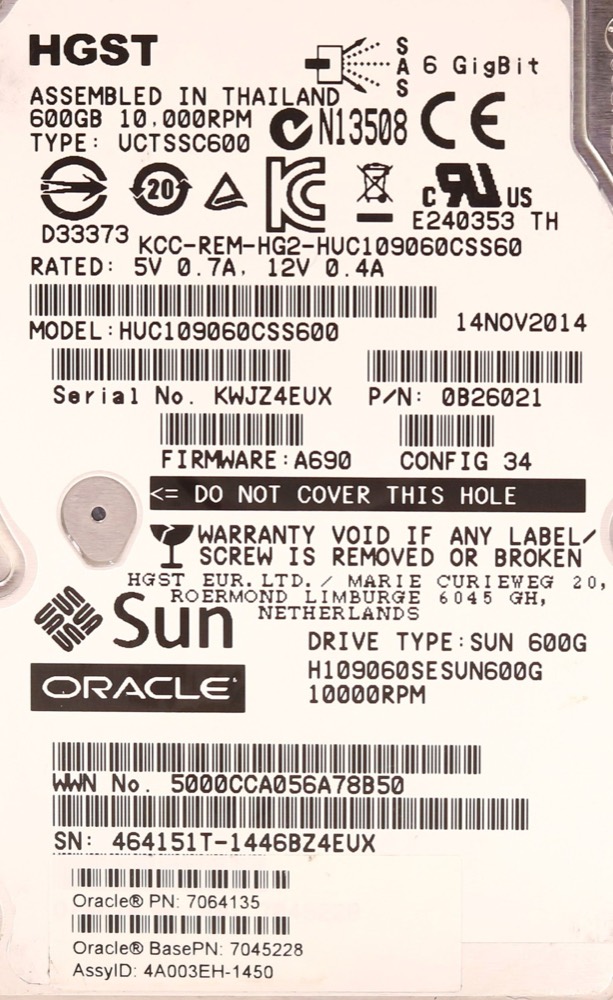 Жёсткий диск HGST HUC109060CSS60 600GB 2.5" 6Gb/s 10K RPM SAS Hard Drive P/N: 7045228 Tested — фото 2