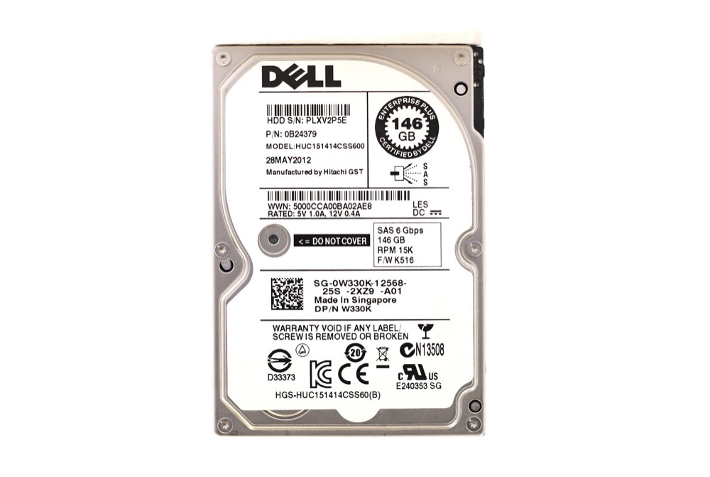 Компонент Dell HUC151414CSS600 146GB 2.5" 6Gb/s 15K RPM SAS Drive Dell P/N: 0W330K Tested — фото 1