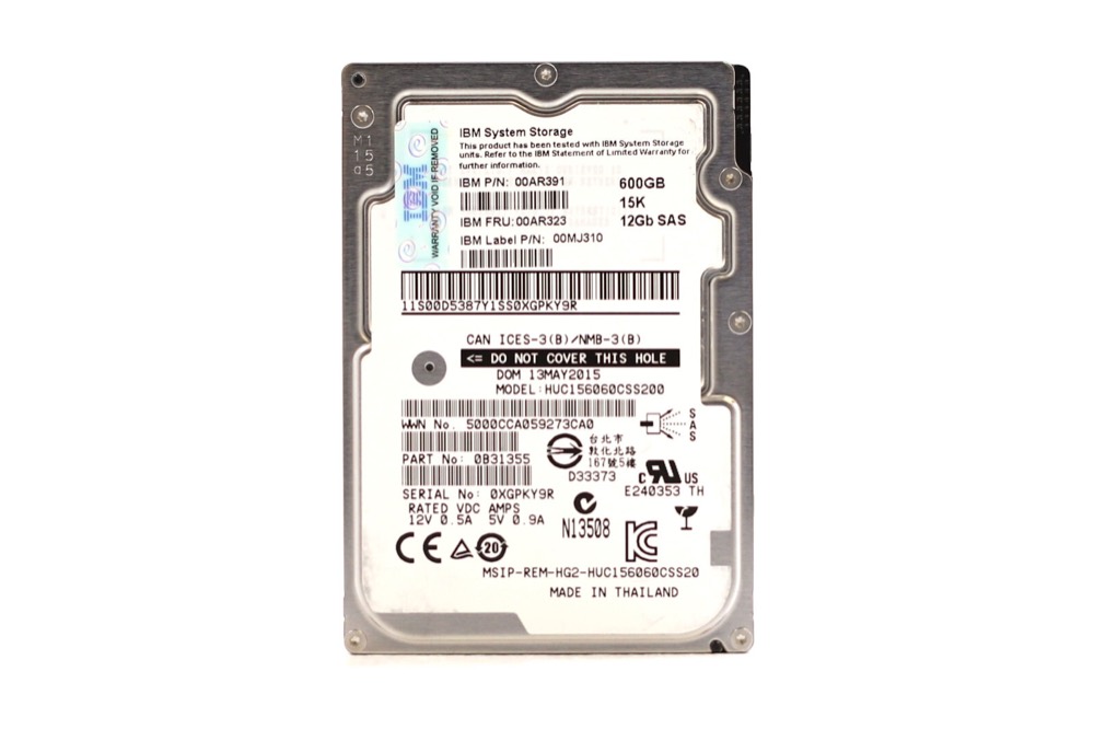 Компонент IBM HUC156060CSS200 600GB 2.5" 12Gb/s 15K RPM SAS Drive FRU P/N: 00AR323 Tested — фото 1
