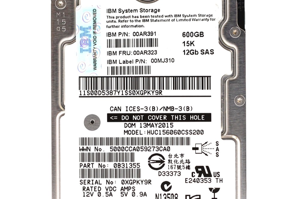 Компонент IBM HUC156060CSS200 600GB 2.5" 12Gb/s 15K RPM SAS Drive FRU P/N: 00AR323 Tested — фото 3