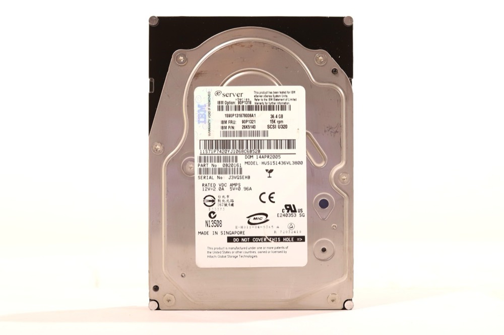 Жёсткий диск IBM HUS151436VL3800 36.4GB 3.5" 15K RPM Ultra320 SCSI Hard Drive FRU P/N:90P1321 — фото 1