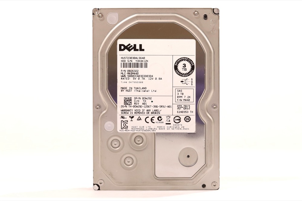 Жёсткий диск Dell HUS723030ALS640 3TB 3.5" 6Gb/s 64MB 7.2K RPM SAS HDD Dell P/N:0CWJ92 Tested — фото 1