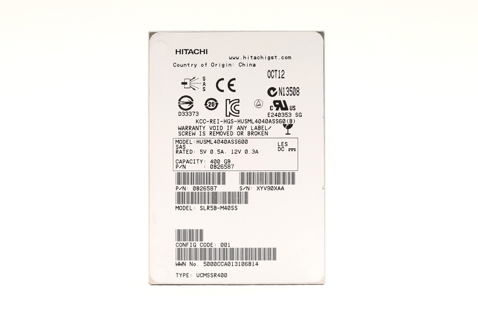 SSD-накопитель Hitachi HUSML4040ASS600 400GB 2.5" 6Gb/s SAS Solid State Drive P/N: 0B26587 — фото 1