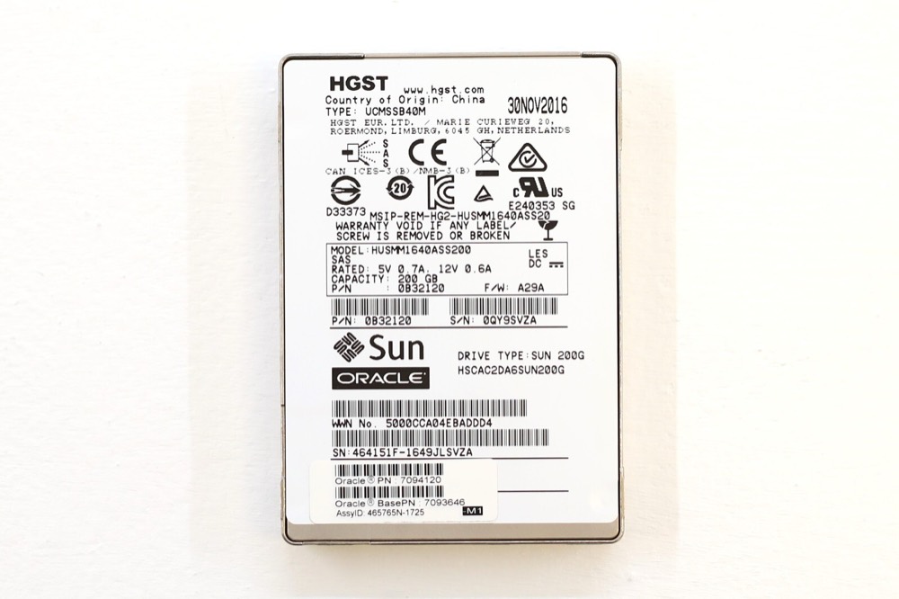 SSD-накопитель Sun HUSMM1640ASS200 200GB 2.5" 12Gb/s SAS Solid State Drive P/N: 0B32120 Tested — фото 2