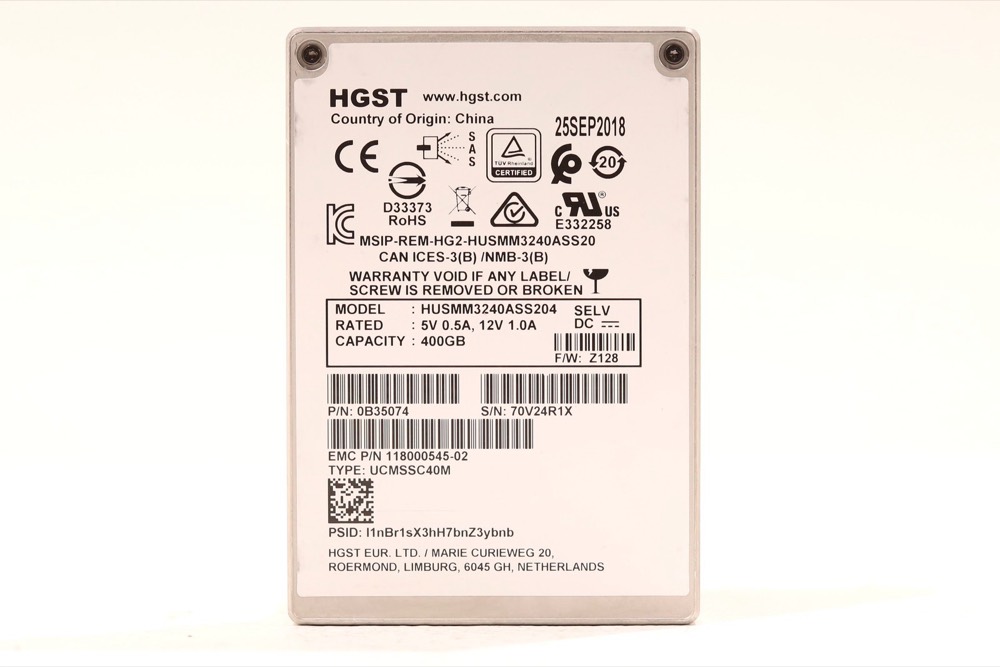 SSD-накопитель EMC HUSMM3240ASS204 400GB 2.5" 12Gb/s SAS Solid State Drive P/N: 118000545-02 — фото 1