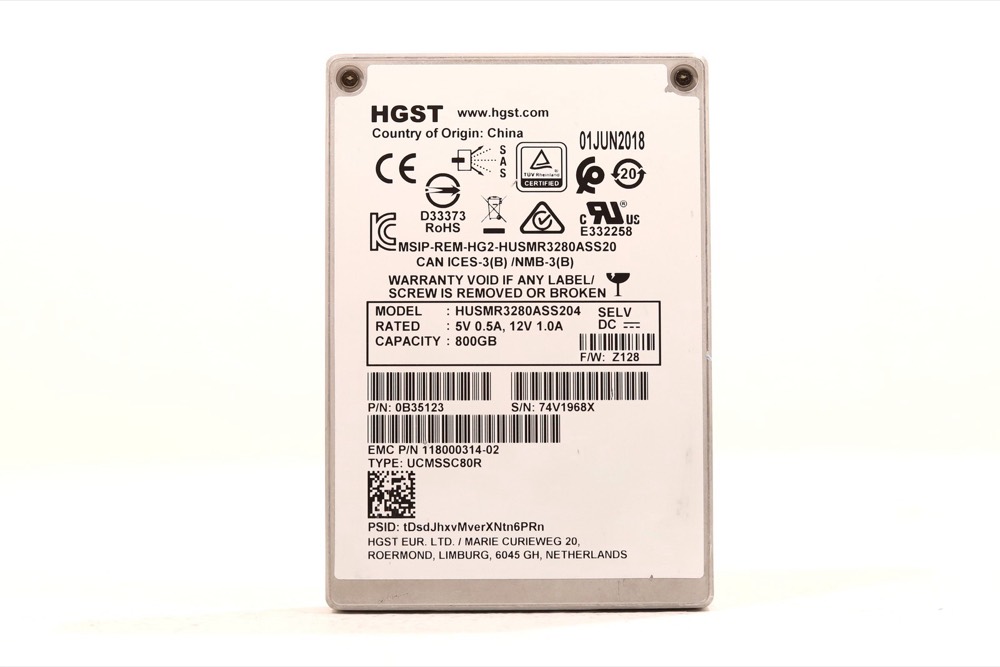 SSD-накопитель EMC HUSMR3280ASS204 800GB 2.5" 12Gb/s SAS Solid State Drive P/N: 118000314-02 — фото 1