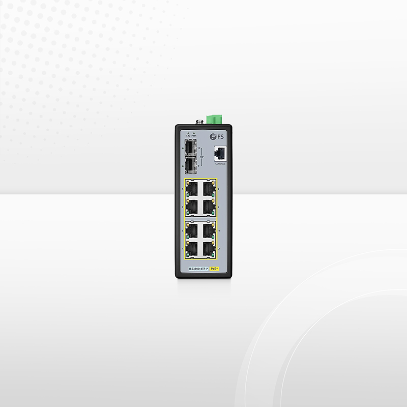Промышленный DIN-рейку PoE+ коммутатор FS IES3100-8TF-P IP30, специально разработан для тяжёлых условий -40…75 ℃. — фото 1