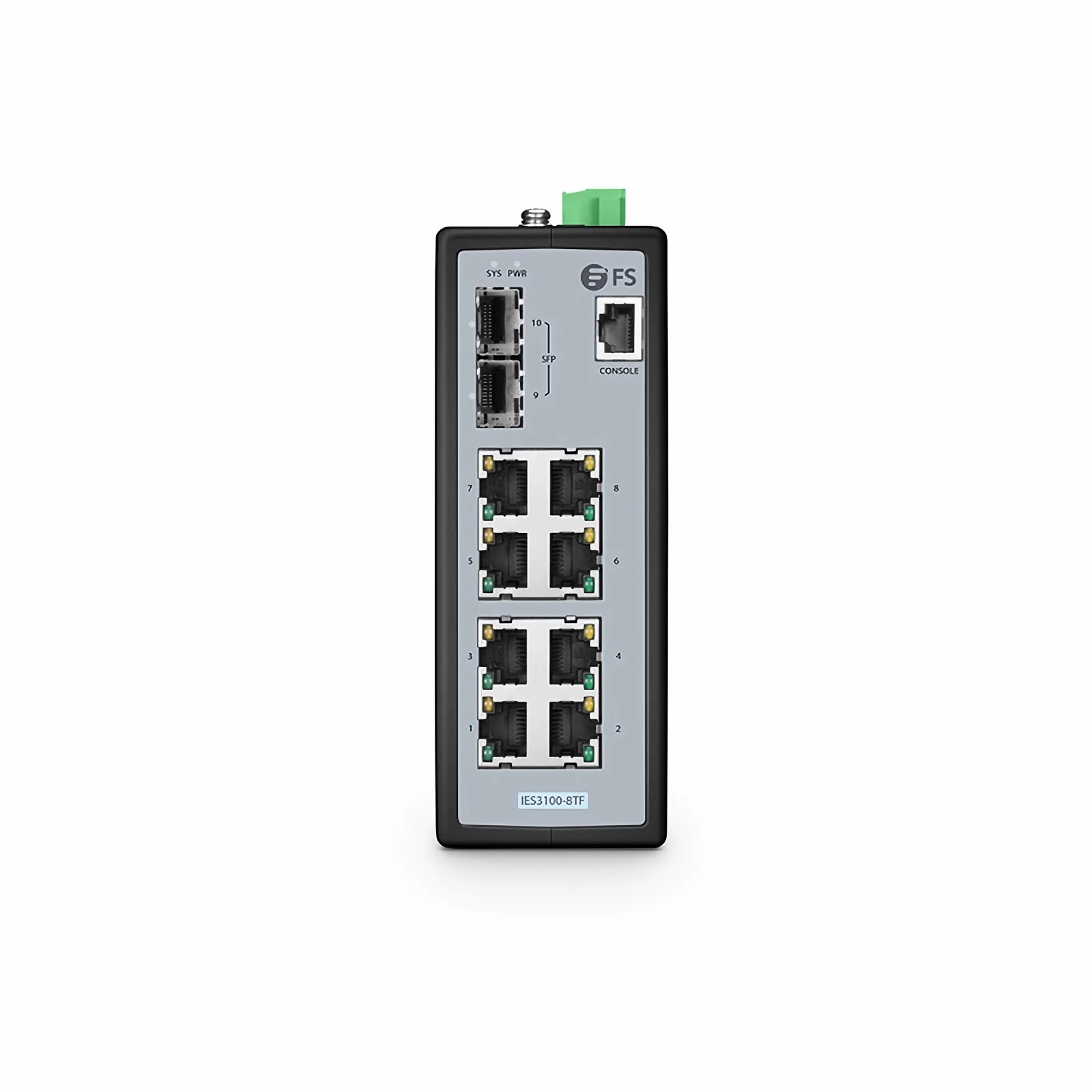 Промышленный DIN-рейку коммутатор FS IES3100-8TF IP40, специально разработан для тяжёлых условий -40…75 ℃. — фото 1