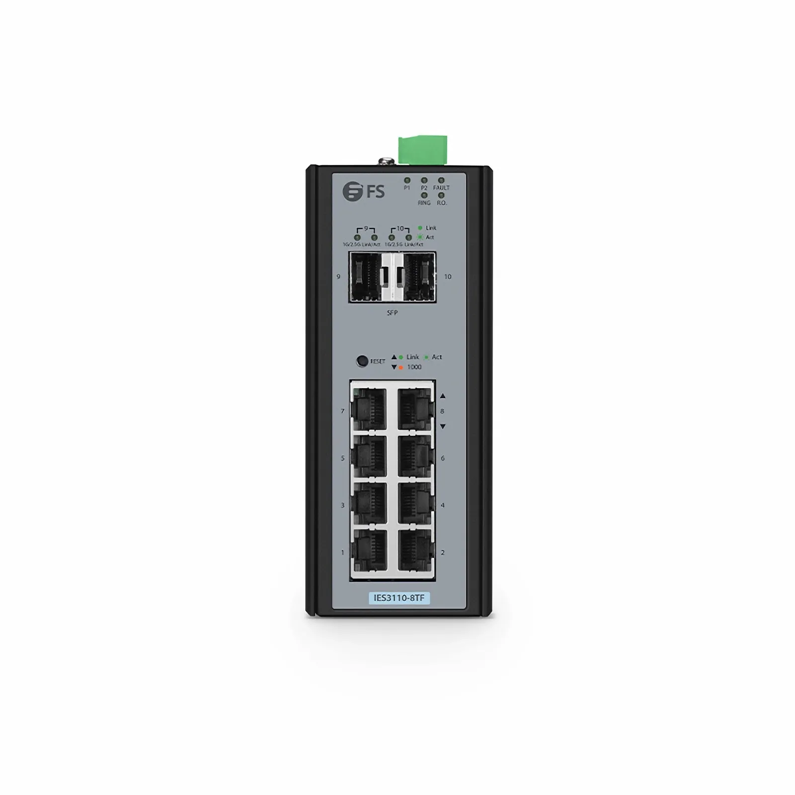 Промышленный DIN-рейку коммутатор FS IES3110-8TF IP30, специально разработан для тяжёлых условий -40…75 ℃. — фото 1