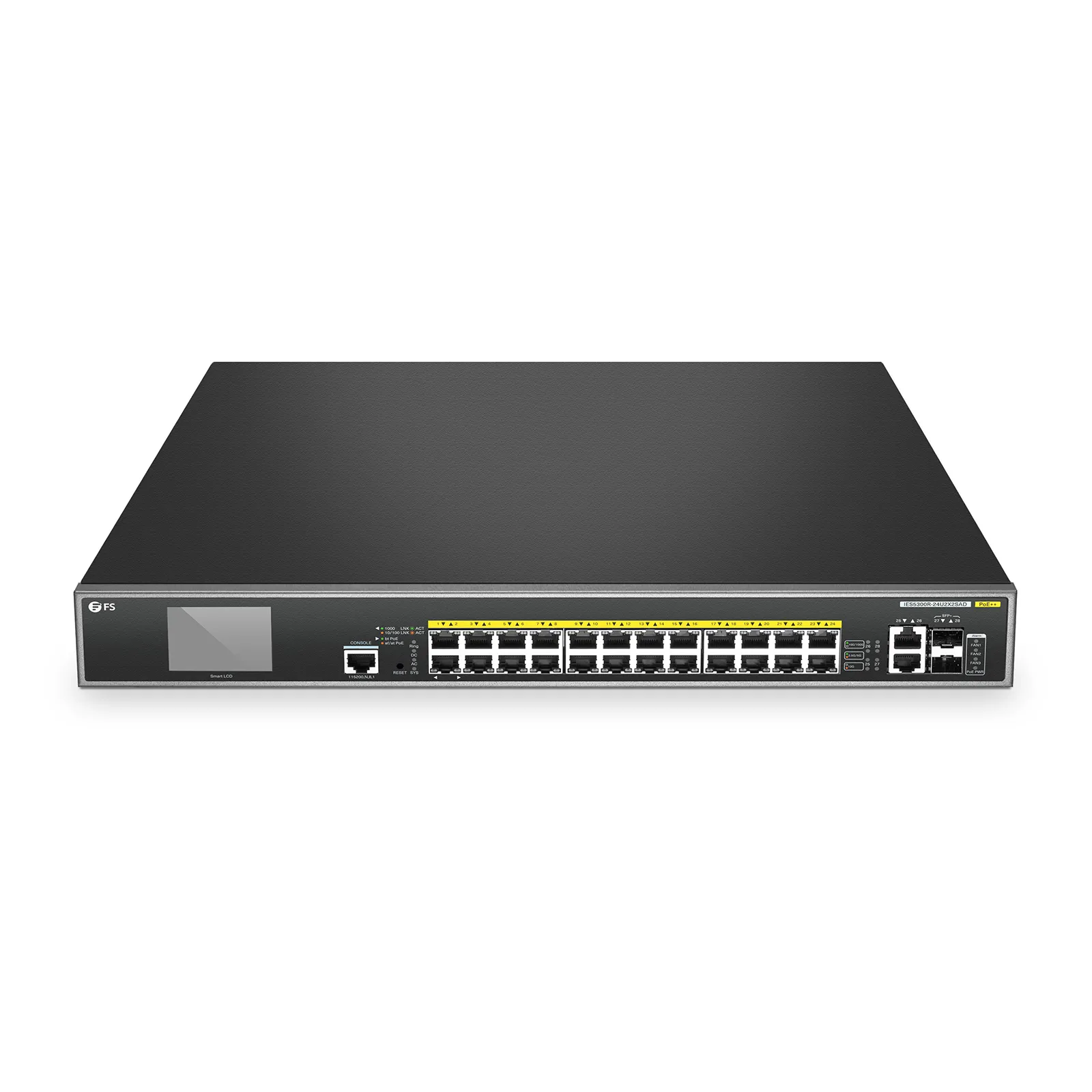 Управляемый коммутатор L3, 24x 10/100/1000T 802.3bt PoE + 2x 10GBASE-T + 2x 10G SFP+ — фото 1