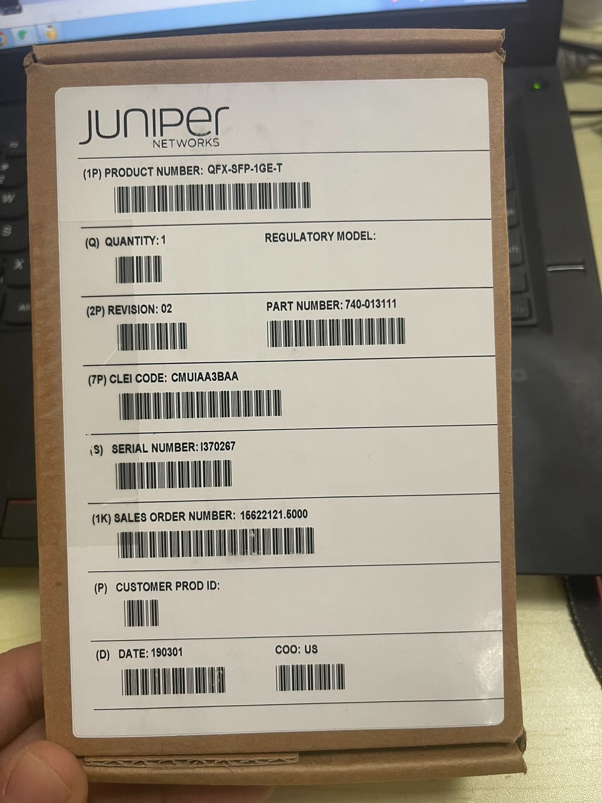 Трансивер Juniper QFX-SFP-1GE-T — фото 1