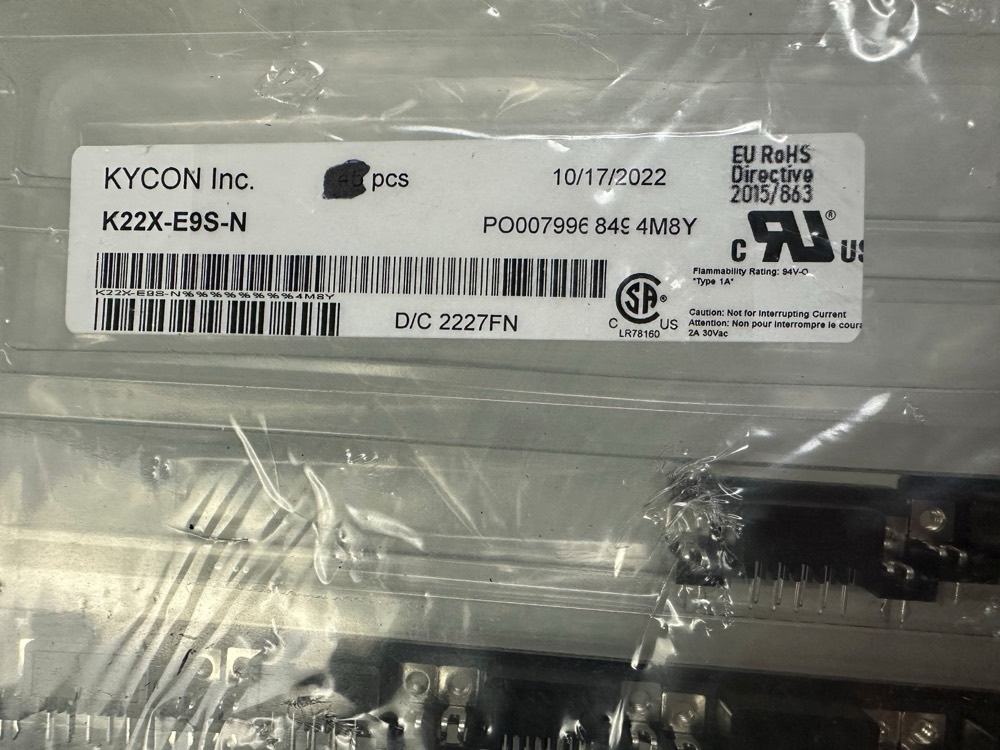 Компонент KYCON K22X-E9S-N 9-PIN D-SUB RECEPTACLE [SET OF 24] NEW IN PKG — фото 1
