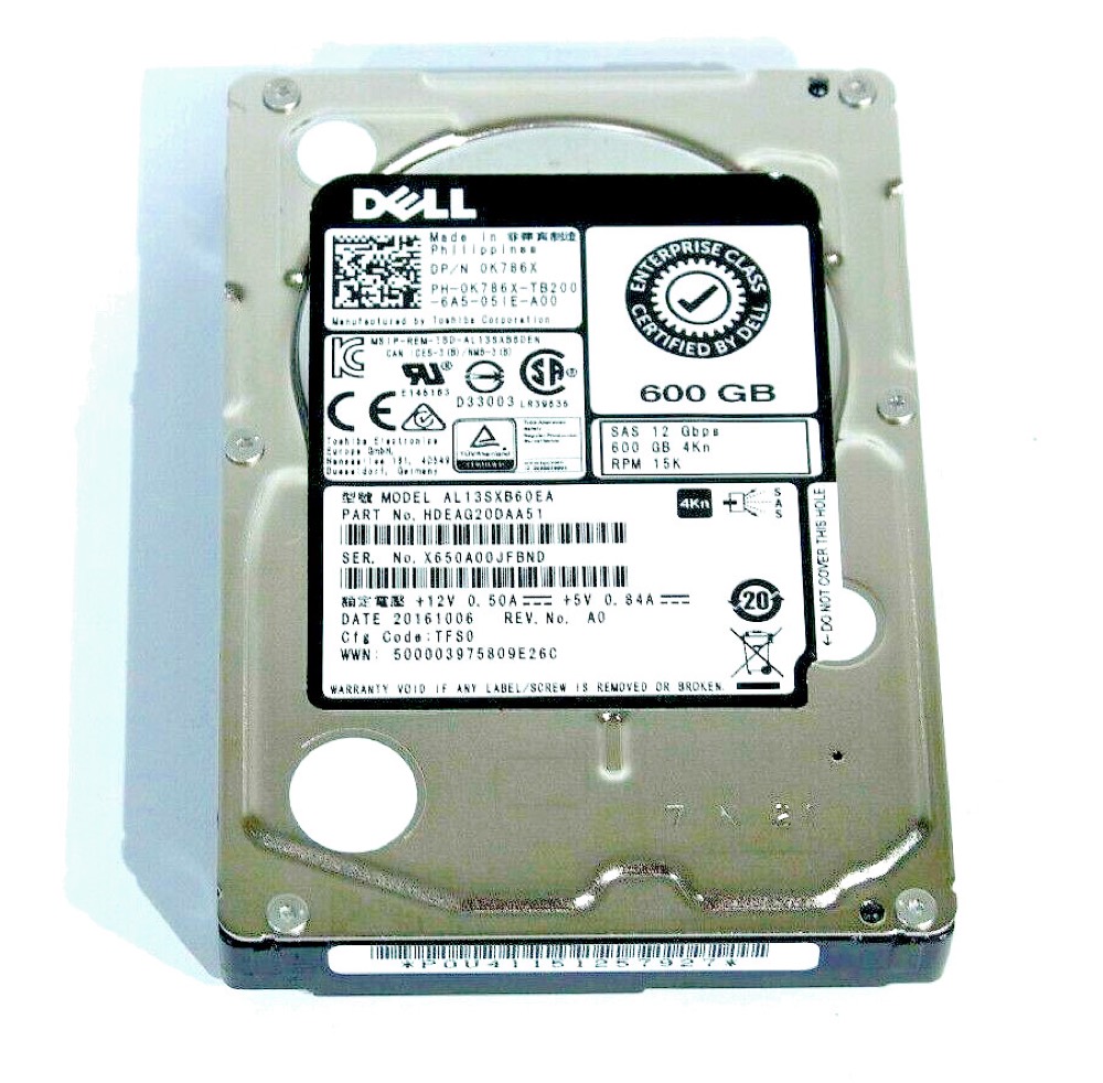Компонент K786X HDEAG20DAA51, AL13SXB60EA Dell 600GB 15000RPM SAS 12Gb/s 4Kn 2.5-inch HD — фото 1